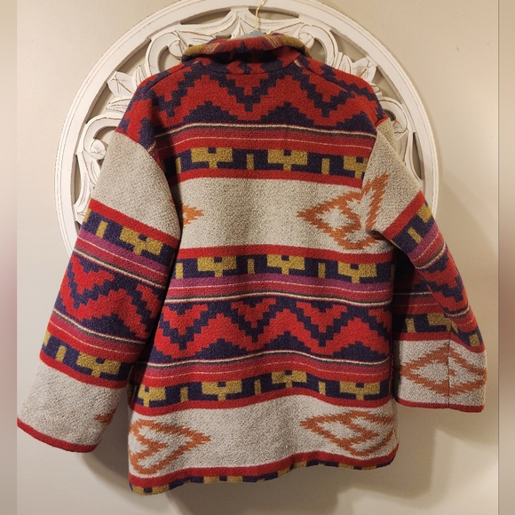 Vintage Circle T Multicolored Aztec Tribal Wool Button Up Jacket. - Picture 3 of 10